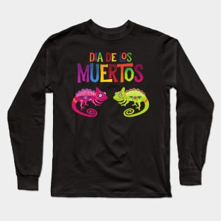 Dia de Los Muertos Sugar Skull Lizards Long Sleeve T-Shirt